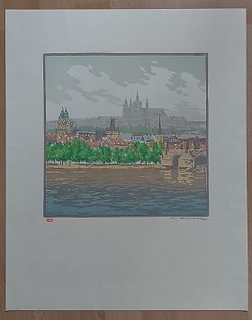 Röhling Vladislav – Praha od jara do zimy, soubor čtyř barevných dřevorytů
